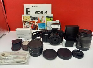 ■ Canon EOS M ボディ EF-M 22mm F2 18-55mm F3.5-5.6 レンズ 動作確認済 シャッターOK ミラーレス一眼レフカメラ 付属品 90EX キャノン