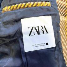 外観美品 【大きいサイズ ◎希少なXL】ZARA ザラ 極上ツイード 千鳥柄 チェスターコート ロングコート チェック キャメル ブラウン LL 茶系_画像9