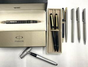 小#6038【万年筆・ボールペンまとめ】Mont Blanc モンブラン PLATINUM プラチナ PARKER パーカー PILOT パイロット その他 合計9本 現状品