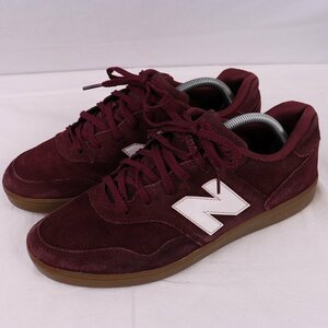 288 ニューバランス 27.0cm/new balance エンジ ワイン 白 中古 古着 スニーカー メンズ yy8388