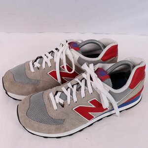 574 ニューバランス 27.5cm/new balance 灰 グレー 赤 レッド 青 ブルー 白 ホワイト 中古 古着 メンズ スニーカー yy2510