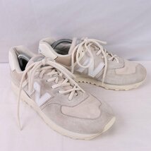 574 ニューバランス 27.5cm/new balance 灰 グレー ベージュ オフホワイト 中古 古着 メンズ スニーカー yy2649_画像6