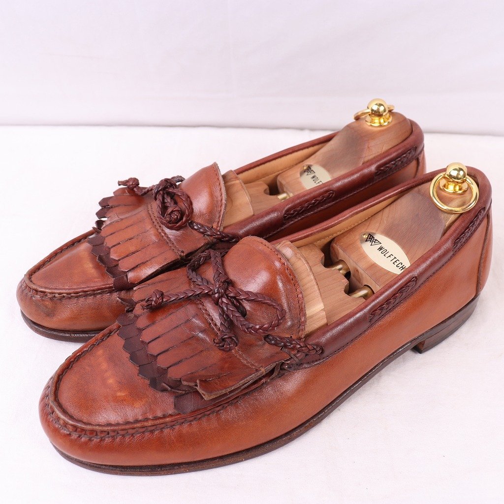 アレンエドモンズ 10 C キルト ローファー Woodstock 茶 スリッポン ALLEN EDMONDS USA製 メンズ 中古 古着 ds4153