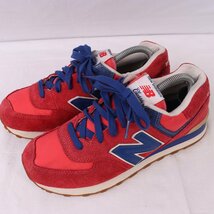 574 ニューバランス 26.0cm/new balance 赤 レッド 青 白 中古 古着 スニーカー メンズ yy8579_画像1