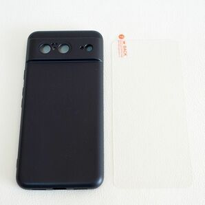 【2点セット】Pixel 8 ブラックケースカバー+画面ガラスフィルム