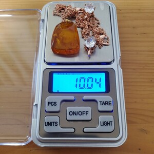 【1円～】ネックレス 琥珀 18K 18金 貴金属 ゴールド 宝石 総重量10.04g