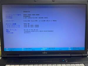 【ジャンク】富士通 ノート　PC ◆LIFEBOOK A572/F FMVNA7SE◆ 第3世代 Core i3-3110M ◆ メモリー4GB / HDD 無◆Y053