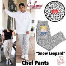 送料0 【COOKMAN】クックマン Chef Pants シェフパンツ Snow Leopard 231-32867 -M 男女兼用 スノーレオパード 白豹イージーパンツ LA発_画像1