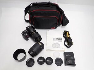 Nikon D3200 ダブルズームキット ニコン デジタル一眼レフカメラ カメラバッグ/説明書付 ショット数:580枚 ∬ 6C4EC-1