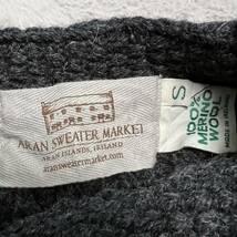 ★本場アイルランド製★ARAN SWEATER MARKET フィッシャーマン アランニット セーター 長袖 ウール グレー メンズ サイズS R-5353_画像4