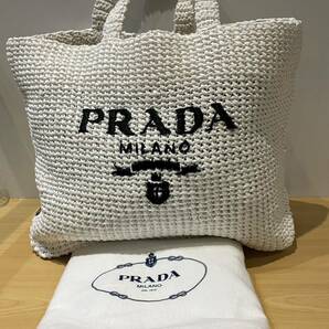 【ITH961DY2046】PRADA プラダ クロシェラフィアホワイト トートバッグ ハンドバッグ ホワイト バッグ