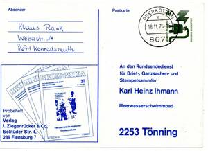 改〒【TCE】73623 - 西ドイツ・１９７６年・個人注文印面付葉書