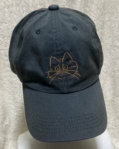 激レアキャップ/ストリート系／猫ねこネコフェイスのスナップバックキャップ ブルーデニム帽子CAP/大人用フリーサイズ/ユニセックス仕様