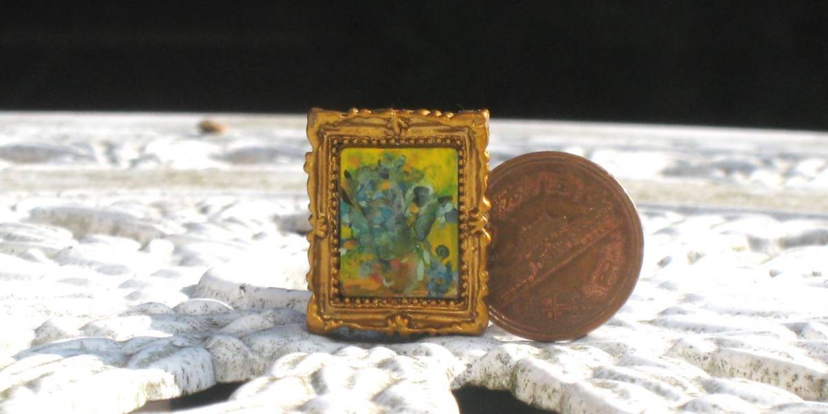 Peinture miniature de Masaharu Higashizawa Fleur de Van Gogh, Petit objet unique, jouet, jeu, poupée, poupée de personnage, Maison de poupées