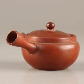 煎茶道具 常滑朱泥 山七製 横手急須 在印 時代物 極上品 初だし品 C3414の画像2