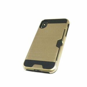 iPhone XS Max ジャケット カードホルダー シンプル 二重構造 ハード アイフォン アイホン XS マックス ケース カバー ゴールド 金色