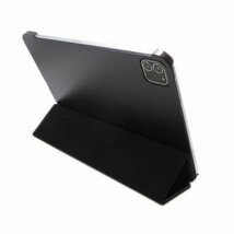 iPad Pro 12.9インチ(第4/5/6世代)2020/21/22年 アイパッド プロ 三つ折りスタンド フリップ PU/PC ハードケース カバー ブラック 黒色_画像2