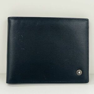 T293-I58-174 ★ MONTBLANC モンブラン 二つ折り財布 メンズ 本体 11.5×9(約/㎝) マネークリップ付き ロゴ有り カードケース ブラック ②