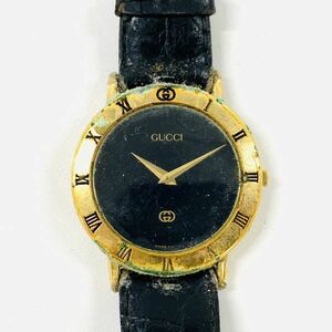 W668-Z13-18 ◎ GUCCI グッチ ラウンドケース クォーツ 2針 約33mm ボーイズ 腕時計 3000M ブラック文字盤 時計 ウォッチ 装飾小物 ④