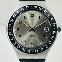 S247-T9-1302 ◎ swatch スウォッチ IRONY AG 1990 クォーツ メンズ 腕時計 ケース付き 3針 デイト 純正ベルト ファッション小物 時計 ②_画像1
