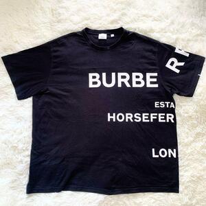 1円~【現行 入手困難品】BURBERRY バーバリー ホースフェリー プリント Tシャツ メンズ レディース ユニセックス 2XLサイズ ブラック 黒