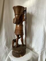 希少 木製 頭像 女性 彫刻 木彫り 手彫り 民族 エスニック オブジェ 民族人形 アンティーク _画像7