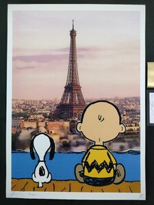 世界限定100枚 DEATH NYC アートポスター 27 SNOOPY スヌーピー PEANUTS ピーナッツ チャーリーブラウン パリ エッフェル塔