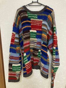  красные буквы распродажа! последний лот! очень редкий! j.crew XL J Crew Vintage лоскутное шитье вязаный вязаный свитер иен старт бирка 90s