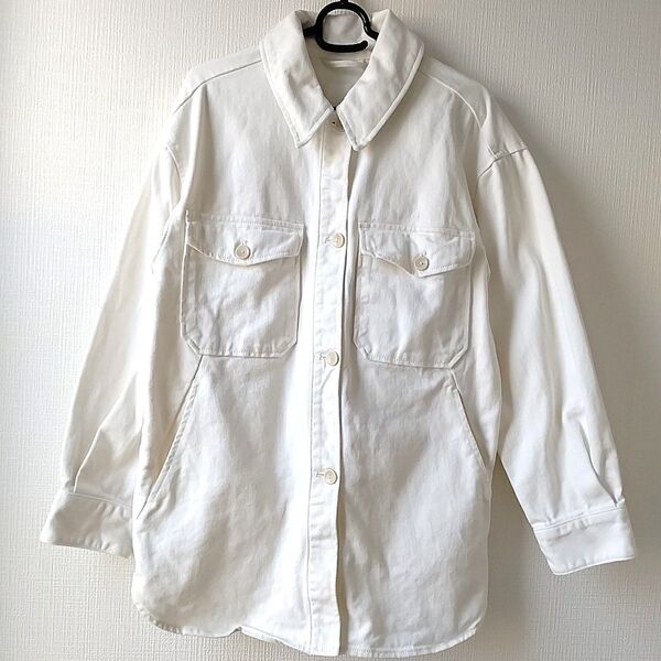 H&M シャツ アウター 長袖 厚手 白 M