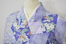 小紋 着物 袷 花 洗える着物 身丈159cm 裄丈66cm ★ kb-5212 桜庭呉服店_画像1