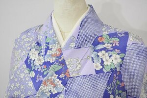 小紋 着物 袷 花 洗える着物 身丈159cm 裄丈66cm ★ kb-5212 桜庭呉服店