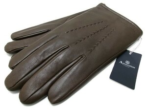  new goods *Aquascutum* Aquascutum * leather glove ③* gloves 25cm* sheep leather * dark brown 