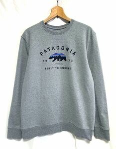 ☆美品　patagonia パタゴニア　ARCHED FITZ ROY BEAR UPRISAL CREW SWEATSHIRT ベア フィッツロイ 裏起毛クルーネックスウェット グレー M