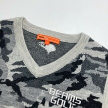 BEAMS GOLF ビームスゴルフ ニットベスト カモフラ 総柄 グレー系 L [240101087657] ゴルフウェア レディース_画像3