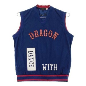 DANCE WITH DRAGON Dance With Dragon V neck the best rhinestone navy series 4 [240101084248] Golf wear men's 