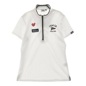 FILA GOLF フィラゴルフ ハーフジップ 半袖Tシャツ 総柄 ホワイト系 L [240101092503] ゴルフウェア レディース