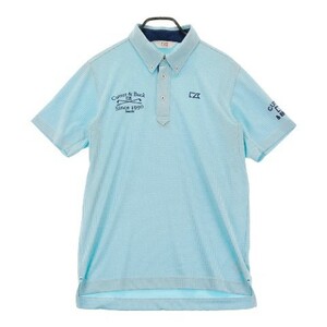 CUTTER&BUCK カッターアンドバック 半袖ポロシャツ 総柄 ブルー系 L [240101093512] ゴルフウェア メンズ