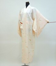 【閉店SALE】1,000→500円◆5527-1◆中古美品 長襦袢 ピンク 鳥柄 　　　_画像1