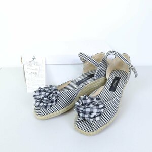  Ingeborg *femi person! strap shoes sandals size S silver chewing gum check navy series k2415