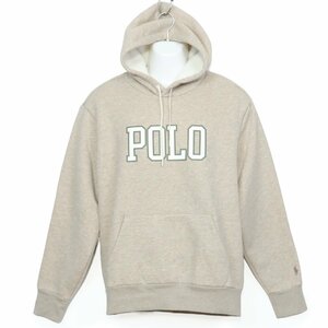 【美品！】POLO RALPH LAURE ポロ ラルフ ローレン★あったか裏ボア♪段ボールニット フーディー プルオーバー ベージュ系 M~L？ z5604