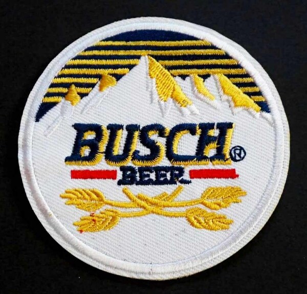 黄昏雪山BS金麦■新品 『BUSCH LIGH　Busch Light』激渋 アメリカ ビール 刺繍ワッペン■自動車レース　ファッション■洋服・衣類・衣服DIY