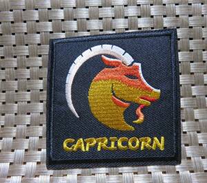 山羊　黒CP　星座　正方形◆新品カプリコーンCapricorn　 山羊座 　やぎ座　刺繍ワッペン◆激シブUSバイク　ロック■ミリタリー・サバゲー