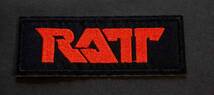 黒赤鼠RT長方形■新品『RATT/ラット』 アメリカ ロックバンド刺繍ワッペン◎映画 ムービー アニメ 音楽 ミュージック■洋服・衣類・衣服DIY_画像1