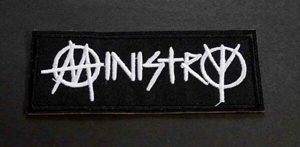 黒白MS■新品『MINISTRY　ミニストリー』インダストリアル・メタルバンド アメリカ 刺繍ワッペン◎音楽◆ミリタリー・サバゲー■・衣服DIY