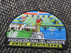 ドーム型UD湾岸◆新品 労働 団結 拳 海 ドミニカ共和国 国旗 Dominica UNION DOMINICANA スペイン語 刺繍ワッペン激渋◎映画 音楽■洋服DIY