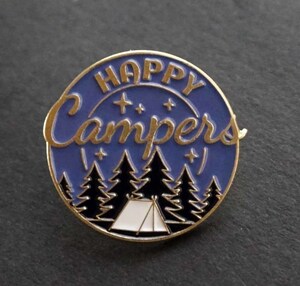  PIN『薄紫HP夜野営』■円型//新品 『風景』『HAPPY Campers 』 OUTDOOR アウトドア自然『山.キャンプ』 金属ピンバッジ バッチ■◎激渋