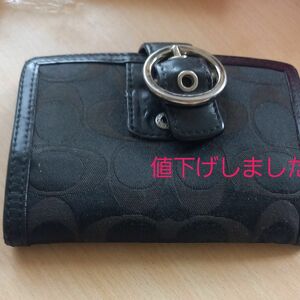 財布 COACH 銭入れ シグネチャー レザー コインケース ウォレット キャンバス ブラック 