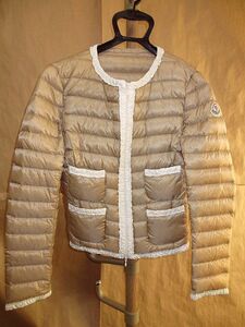 モンクレール　MONCLER　 袖　ロゴ　ワッペン　超軽量　フリル　ダウン　ジャケット　ベージュ　1　本物