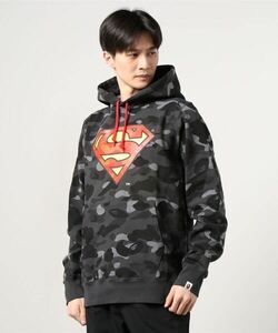 エイプ　BAPE X DC SUPERMAN PULLOVER HOODIE カラーカモ　迷彩 柄　スーパーマン　パーカー　M