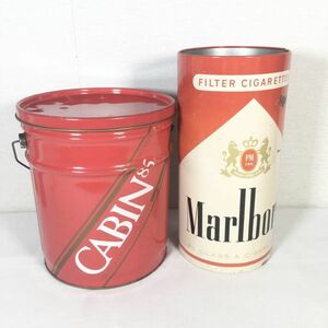 【2点セット】CABIN85 BIG缶 赤キャビン85 タバコ たばこ 煙草 収納 Marlboro マルボロ ゴミ箱 当時物 昭和レトロ ヴィンテージ